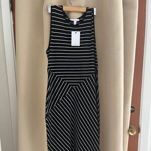 Fourteenth Place Black and White Striped Maxi Dress